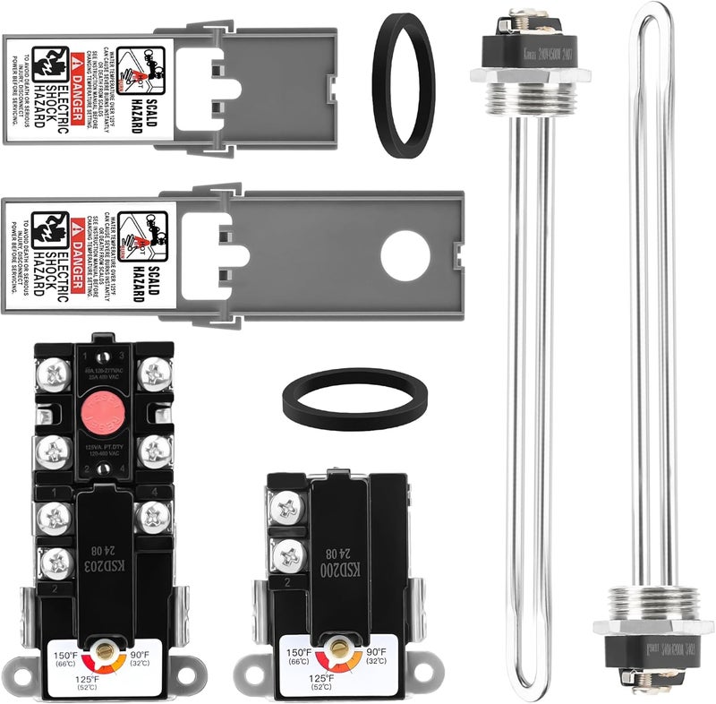 NISHCON EWH-02 Electric Water Heater Tune-Up Kit By , Fit for Most Brands Water Heaters Includes Upper & Lower Heater Thermostat and Protective Covers, Water Heater Heating Elements - Image 1